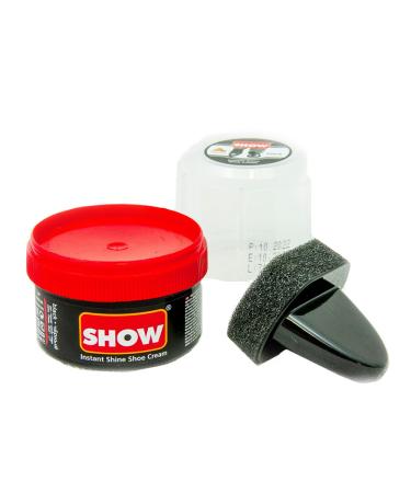 SHOW Black Instant Shine Shoe Polish Cream with Sponge for Shoes Boots Bags - Unisex 50ml 1 Unit Polish Cream - Leather Nourishment and Conditioner - Shoe Care Products