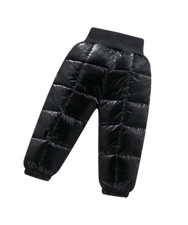 Little Boys Girls Winter Warmer Puffer Down Thick Snow Pants Trousers Windproof Elastic Ski Bib Pants 5T Black