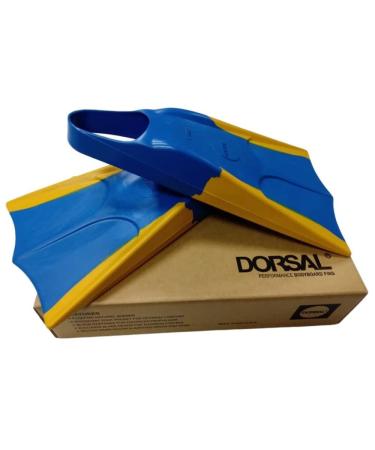 DORSAL Bodyboard Floating Swimfins (Flippers) Comfortable Natural Gum Rubber for Swimming, Diving, Surfing Blue/Yellow Large - Men's US Size 10-11
