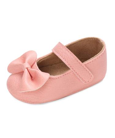 LACOFIA Baby Girls Anti-Slip First Walking Shoes Infant Bowknot Mary Jane Princess Party Shoes Prewalkers 6-12 Months C Pink