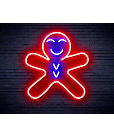 ST16s33-fnu0150-rb Gingerbread Man LED Neon Sign Silicone Red and Blue Dual Color Red/Blue