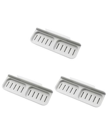 Ciieeo 3pcs 2 Wall-mounted Soap Holder Drain Soap Drainable Soap Rack Soap Dish Holder Shower Soap Dish Bath Soap Holder Sink Sponge Holder Suction Cup Soap Dish Double Row White Soap Box