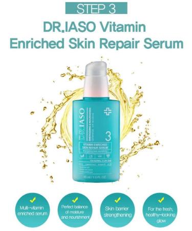 Dr. IASO Skin Repair Serum - Anti Aging & Anti Wrinkle Korean Beauty | Vitamin E & B Hyaluronic Acid for Radiant Skin - 1.5 oz - Buy Online on GoSupps.com