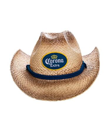 Men's Corona Extra Straw Beach Cowboy Hat with Curved Brim Tan
