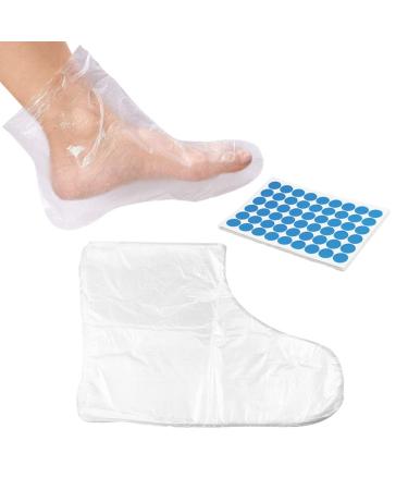 200 Pcs Clear Plastic Paraffin Bath Liners Disposable Transparent Spa Foot Protectors Foot Plastic Clear Bath Wax Therapy Bags with 200 Clear Stickers (200)
