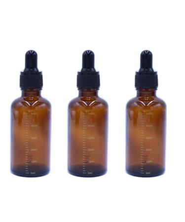3 Pcs Empty Refillable Amber Glass Graduated Dropper Bottle Essential Oil Cosmetics Elite Fluid Container Jar Pot Holder with Glass Pipette Dropper (50ml/1.7oz)