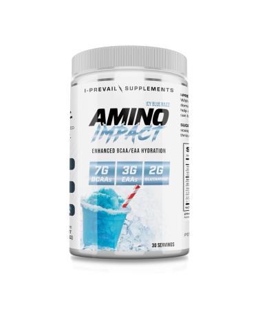 Amino Impact BCAA EAA Enhanced Hydration Recovery & Endurance Keto Friendly Formula 7g BCAA s 3g EAA s Plus 2g Glutamine |30 Serving (ICY Blue Razz)