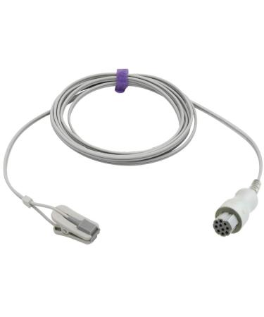 Sino-K Compatible with Datex Ohmeda Animal Ear Clip with Spo2 Sensor 9.8 ft 10 Pins Connector FDA/