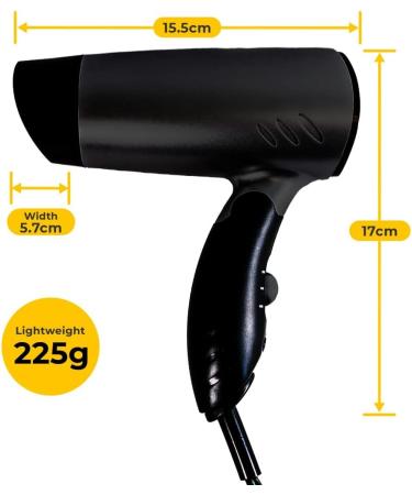 Netagon Portable Compact Foldable 12V in Car Hair Dryer for Travelling Camping Festivals Caravan Motorhome & Windscreen De Frosting Icer (Black) - Buy Online on GoSupps.com