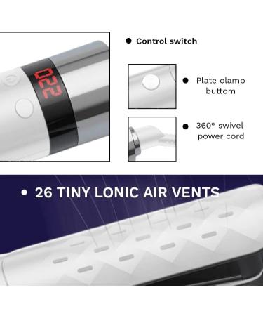 2-in-1 Ceramic Hair Styler & Curler - Portable Flat Iron with Cool Airflow Dual Voltage Travel-Friendly - White - Buy Online on GoSupps.com