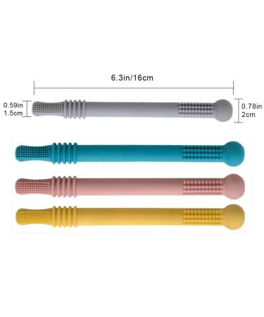 4 Pieces Hollow Teething Ring Tubes - Soft Textured Chewing Chains for Infants & Toddlers | Baby Teething Relief - Buy Online on GoSupps.com