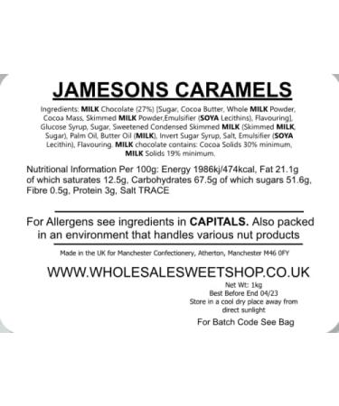 Jamesons Chocolate Caramels (Merry Maids) 1 Kilo Bag - Buy Online on GoSupps.com