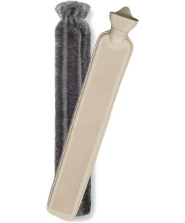 Brevian 2L Hot Water Bottle w/ Soft Faux Fur Cover - Dark Grey Long | UK - Buy Online on GoSupps.com