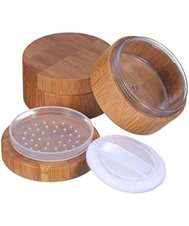 30g Portable Bamboo Makeup Container - Eco-Friendly DIY Cosmetic Jar with Sponge for Loose Powder & Foundation - Buy Online on GoSupps.com