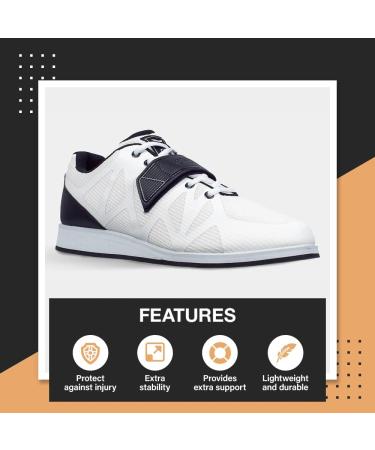 Nordcore Weightlifting Shoes - Powerlifting & Bodybuilding Squat Shoes in White 43 EU | International Shipping Available - Buy Online on GoSupps.com