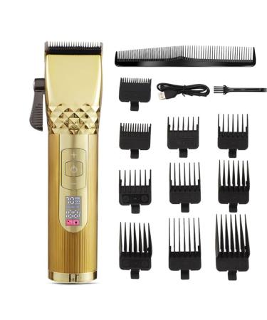 Pro Hair Clipper Professional Hair Clipper Titanium Ceramic Blade Cordless Rechargeable Hair Trimmer Barber Haircut Grooming Kit(Color:Gold)