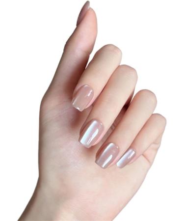 TQUXNGA Cats Eye Champagne Artificial Nails French Tip False Nails Detachable Press On Nail Full Cover False Nails for Women - Buy Online on GoSupps.com
