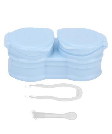 Contact lens container portable dustproof contact lens storage set with tweezettes-pencil remover tool for at home gift (blue)