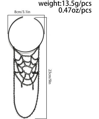 Spider Net Pendant Tassels Black Open Cuff Arm Bangle for Women - Halloween Costume Jewelry - Buy Online on GoSupps.com