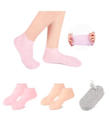 KVMDAZ gel socks moisturizing socks soft moisture-giving gel socks gel spa socks for repair and softening dry cracked feet