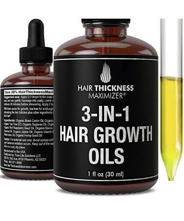 Black Castor Oil + Tea Tree + Argan Oil 3-in-1 Hair Growth Serum For Hair Thickening + Moisturizing. Vegan Hair Growth Oil Scalp Treatment For Women Men with Dry Frizzy Weak Hair and Hair Loss 1oz 1 Fl Oz (Pack of 1)