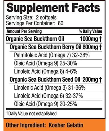 Sea Buckthorn Oil Blend - Omega-7 Complete Softgels - 120 Count - Buy Online on GoSupps.com