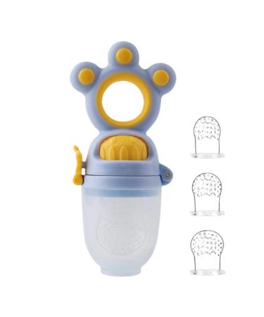 Silicone Baby Feeder - Removable Newborn Fruit Dispenser with 3 Riflers | Portable Teething Relief - Safe Blue - Buy Online on GoSupps.com