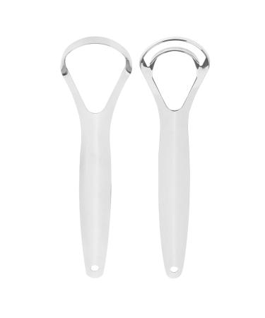 FRCOLOR 2pcs Tongue Scraper Stainless Steel Tongue Cleaners for Both Adults and Kids Professional Reduce Bad Breath Metal Tongue Scrapers Help Your Oral Hygienes