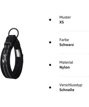 PETTOM XS Black Dog Collar - Adjustable Nylon Breathable & Reflective for Ultimate Comfort | International Shipping - Buy Online on GoSupps.com