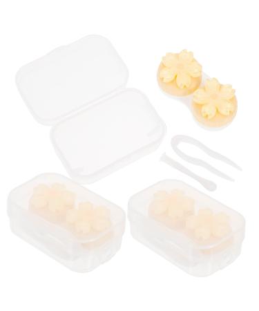 HOMSFOU 3pcs Contact Lens Case Mirror Foil Crystal Travel Portable Plastic Yellow 7X4.5X2.5CM