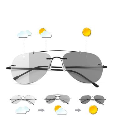 Yimi randlos photochrome progressive multifocus transition reading glasses blue light block glasses multifocal computer glasses black 1.0 x