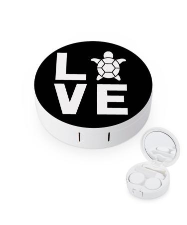 I Love Turtles Round Case For Contact Lens Kit Storage Box with Mirror Printed