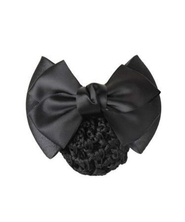 1Pcs Black Satin Bow Barrette Bowknot Snood Net Hair Clip Bun Cover Hairnet Bowknot Decor French Hair Clip Women Ladies Girls Hair Accessories