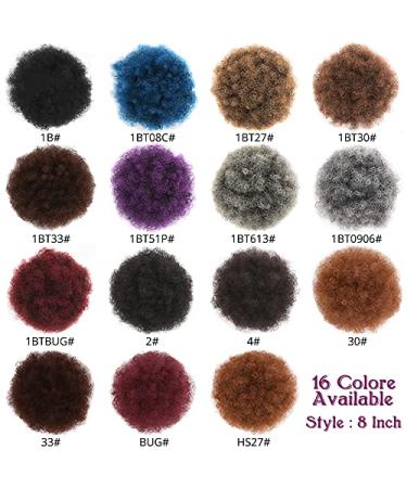 Natural Clip In Afro Hair Bun | Jet Black Purple Blue Synthetic Kinky Curly Puff Ponytail Extension - 8 Inches for Women - Buy Online on GoSupps.com