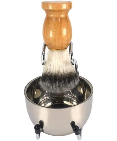 Premium 3-in-1 Razor Brush Set | Pure Roof Hair Natural Wood Handle & Stainless Steel Stand for Perfect Wet Shaving - International Shipping Available - Buy Online on GoSupps.com