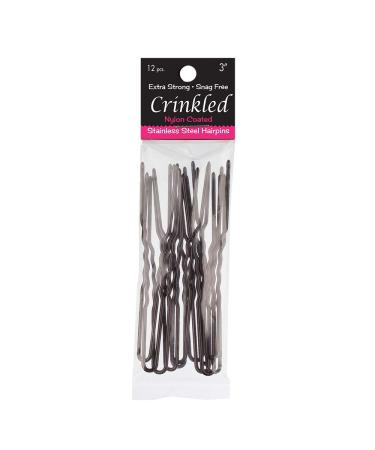 Marilyn Faye's U-Shaped Crinkled Hair Pins (Set of 12) (3 inch Black) 3 Inch (Pack of 12) Black