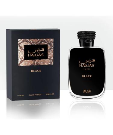 Hawas Black for Men Eau de Parfum Spray 3.33 Ounce Citrus