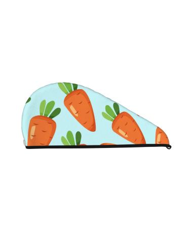 Cartoon Carrot Microfiber Hair Towel Soft Super Absorbent Hair Towel Wrap for Women Coral Velvet Quick Dry Hair Cap for Long Curly and Thick Hair