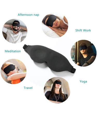 Tim & Tina 3D Sleep Eye Mask Blindfold - Light Blocking Soft Covers for Men Women, Adjustable Strap, Ideal for Travel, Nap, Yoga - 3D Black - Buy Online on GoSupps.com