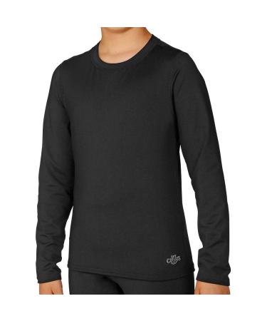 Hot Chillys Youth Micro-Elite Chamois Crewneck Midweight Body Fit Base Layer (Can Packaging) Black Small