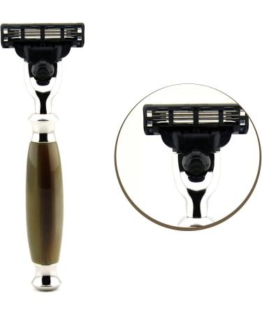 Jag Shaving Manual Triple Edge Beard Trimmer - Premium Green & Brown Resin Handle - Perfect for Precision Grooming - Buy Online on GoSupps.com