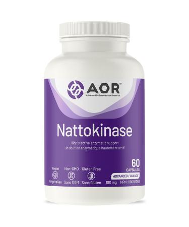 AOR - Nattokinase 100mg 60 Capsules - Nattokinase Supplement for Support Cardiovascular System Blood Thinner Cardio Heart Health and Blood Flow Supplement- Highly Active Enzymatic Support