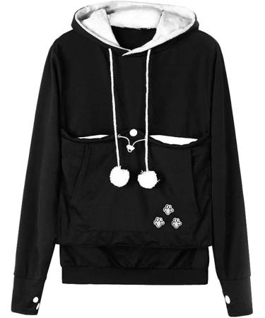 Angel zyj women sweater hoodies with cats dog bag pocket dog bag cat sweatshirt sweater hoodie hood hooded cat sweater bags long sleeve autumn winter big sizes black s