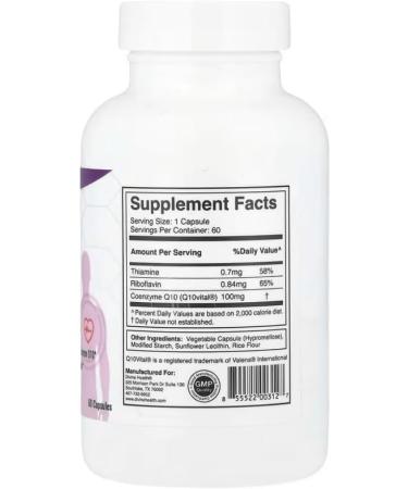 Divine Health Dr. Colbert MD Q10 Vital | CoQ10 100mg Coenzyme-Q10 | Riboflavin | Thiamine | 60 Capsules - Buy Online on GoSupps.com