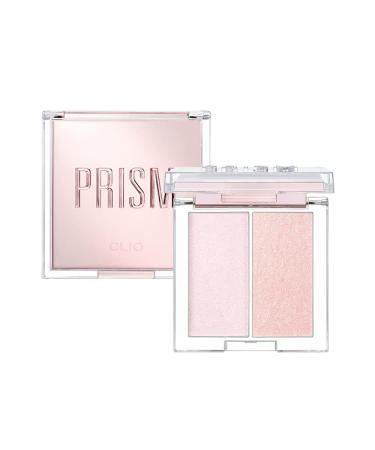 CLIO Prism Highlighter Duo  Duo Shade Highlight Palette  Face Illuminator  Buildable Pearl and Shimmer Pressed Powder for a Natural Glow  Long-Lasting  Convenient  On-The-Go Makeup Kit (02 LAVENDER VOYAGE)