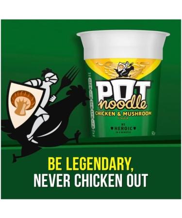 Chicken & Mushroom Pot Noodle Multipack - Pack of 12 x 90g Instant Pot Noodles with Topline Card. Chicken Soup Snack Pots Bulk Buy for Camping Food Picnics or School Holidays. - Buy Online on GoSupps.com