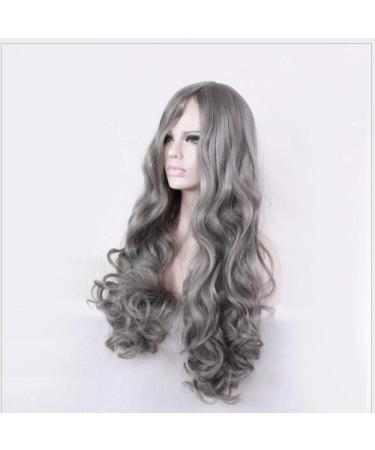 BGHJUE African Wig - Silver Grey Long Roll Synthetic Lace Front Wigs for Black Women | Soft Heat Resistant Hair - Buy Online on GoSupps.com