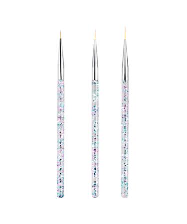 3Pcs Nail Drawing Pens Easy-Grip Multipurpose Easy To Operate Nail Art Drawing Liner Pens for Student Silver