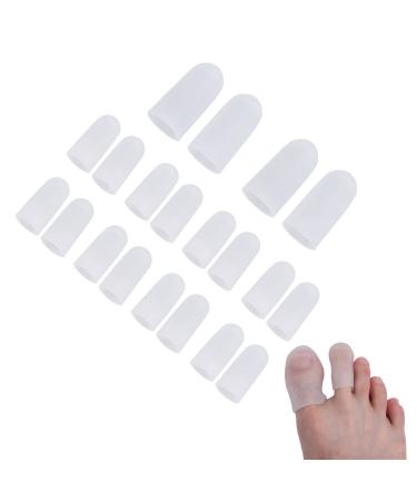 10 Pairs Silicone Toe Protectors Soft Gel Toes Covers for Relieve Skin Friction Elastic Toe Separators for Overlapping Toes White Toe Sleeves