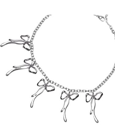 Kuaiyiju Sweet Cool Necklace - Exquisite Harajuku Collarbone Chain Hollow Loop Silver Jewelry for Women Perfect for Parties - Buy Online on GoSupps.com